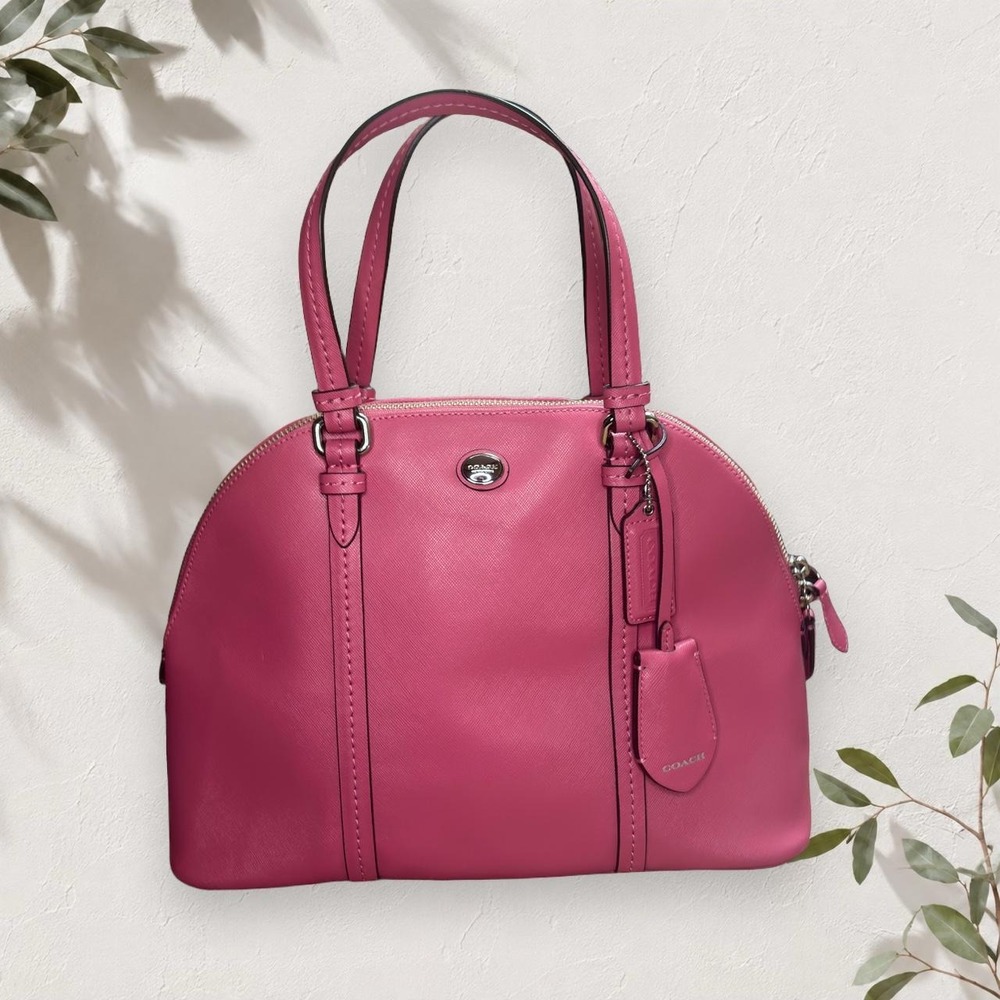 Coach Peyton Cora Domed Satchel Pink Saffiano Leather Handbag F25671